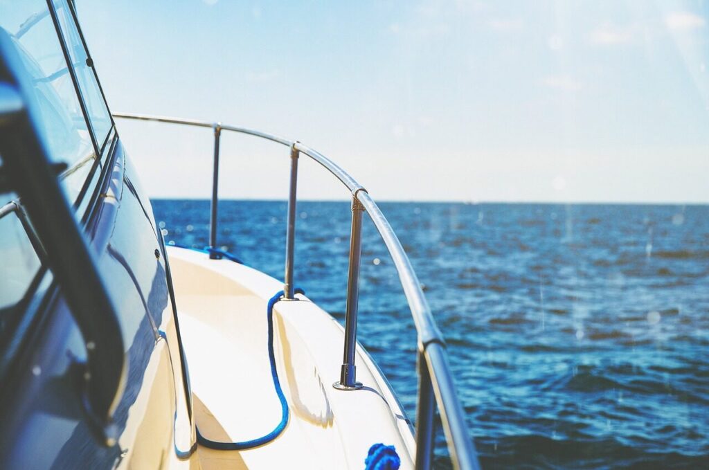 boat, yacht, railings, leisure, luxury, ocean, luxury boat, outdoors, nature, recreation, relaxation, sea, summer, sun, seascape, travel, vacation, water, watercraft, blue water, blue ocean